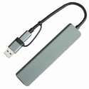 USB-хаб STEM 7 в 1, серый, алюминий с логотипом