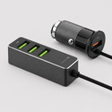 АЗУ 1 USB + 3 USB для пассажиров, QC 3.0, 7А, алюминий, графит, Deppa с логотипом