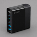 Зарядная станция 3xUSB Type-C, 2xUSB, PD, QC, 140Вт, черный, Deppa с логотипом