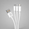 Дата-кабель 3 в 1: micro USB, USB-C, Ligthning, 1.2м, белый, Deppa с логотипом