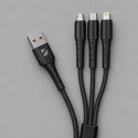 Дата-кабель Armor 3 в 1: micro USB, USB-C, Ligthning, 1.2м, черный, Deppa с логотипом