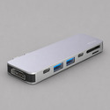 USB-C адаптер для MacBook 7-в-1, серебро, Deppa с логотипом