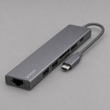USB Type-C хаб 7-в-1, HDMI, Power Delivery, 2xUSB 3.0, RJ45, microSD/SD, графит, Deppa с логотипом