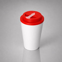 Пластиковый стакан Take away с двойными стенками и крышкой с силиконовым клапаном, 350 мл, белый/красный