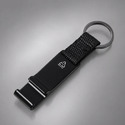 Брелок с подставкой для телефона из переработанного алюминия Лао, черный с логотипом