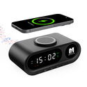 Настольные часы "Smart Hub" с bluetooth колонкой 5Вт, беспроводной (15W) зарядкой и подсветкой логотипа, черный