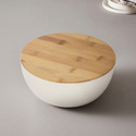 Салатник Bowl с бамбуковой крышкой, бежевый