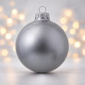 Стеклянный елочный шар Christmas bauble, серебро, металлик, с серебристым колпачком в черной коробке с логотипом