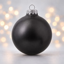 Стеклянный елочный шар Christmas bauble, черный металлик, с серебристым колпачком в черной коробке с логотипом
