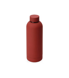 Вакуумная термобутылка Cask Waterline, soft touch, 500 мл, тубус, красный с логотипом