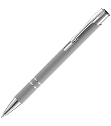 Ручка шариковая Keskus Soft Touch, серая с логотипом