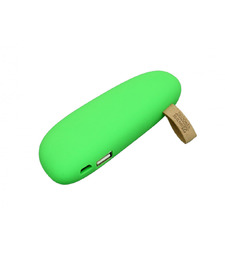 PB_Small_stone Универсальное зарядное устройство power bank в форме камня. 2600MAH. Зеленый с логотипом