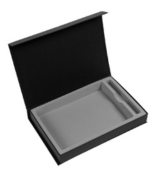Коробка Silk с ложементом под ежедневник 15х21 см и ручку, ver.2, черная с логотипом