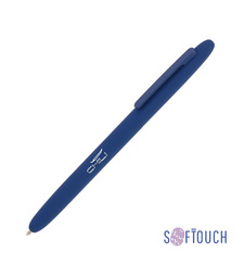 Ручка шариковая "Vega", покрытие soft touch, темно-синий с логотипом