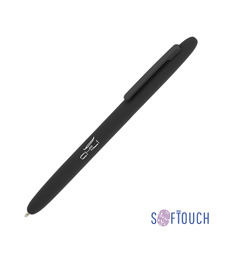 Ручка шариковая "Vega", покрытие soft touch, черный с логотипом