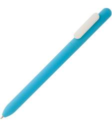 Ручка шариковая Swiper Soft Touch, голубая с белым с логотипом