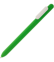 Ручка шариковая Swiper Soft Touch, зеленая с белым с логотипом