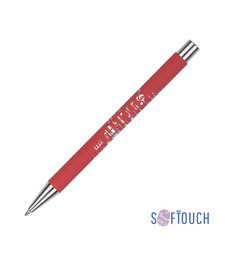 Ручка шариковая "Aurora", покрытие soft touch, красный с логотипом