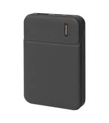 Универсальный аккумулятор Flash 5 (5000 мАч) с подсветкой и soft touch, черный, 9,8х6.3х1,3 см с логотипом