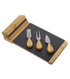 Набор для сыра из сланцевой доски и ножей Bamboo collection Taleggio с логотипом
