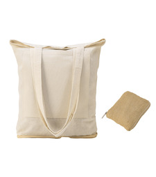 Складная сумка Jute из джута и хлопка, натуральный с логотипом