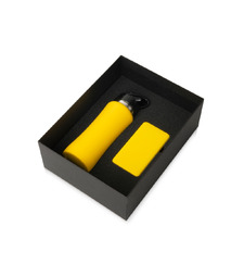 Подарочный набор с бутылкой для воды и повербанком С2, 10000 mAh, желтый с логотипом