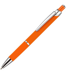 Ручка шариковая Chromos Soft Touch, оранжевая с логотипом