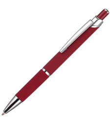 Ручка шариковая Chromos Soft Touch, красная с логотипом