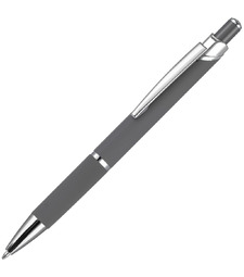 Ручка шариковая Chromos Soft Touch, серая с логотипом