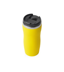 Термокружка Double wall mug C1, soft touch, 350 мл, желтый с логотипом
