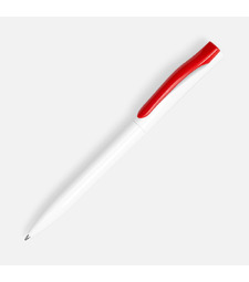 Ручка шариковая Pin, белая с красным с логотипом