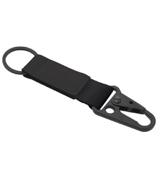 Брелок-ремувка Carabinier из ткани с вставкой из экокожи и карабином, черный с логотипом
