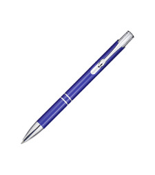 Шариковая ручка Moneta из переработанного алюминия - Ярко-синий с логотипом