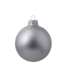 Стеклянный елочный шар Christmas bauble, серебро, металлик, с серебристым колпачком в черной коробке с логотипом