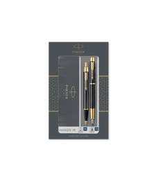 Набор Parker IM Core Black GT: ручка шариковая, ручка перьевая с логотипом