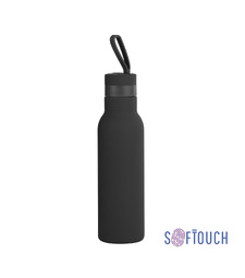 Бутылка для воды "Фитнес" 700 мл, покрытие soft touch, черный с логотипом