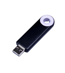 USB-флешка промо на 64 Гб прямоугольной формы, выдвижной механизм, белый с логотипом
