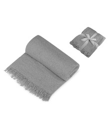 Плед акриловый Mohair, серый с логотипом