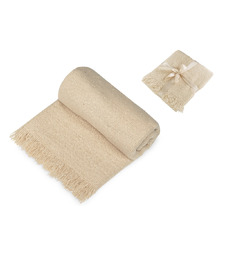 Плед акриловый Mohair, бежевый с логотипом