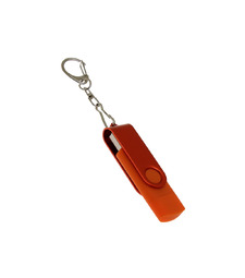USB-флешка на 32 Гб 2 в 1 поворотный механизм, c дополнительным разъемом Type-C с одноцветным металлическим клипом, оранжевый с логотипом