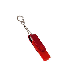 USB-флешка на 32 Гб 2 в 1 поворотный механизм, c дополнительным разъемом Type-C с одноцветным металлическим клипом, красный с логотипом