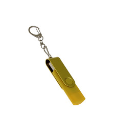 USB-флешка на 32 Гб 2 в 1 поворотный механизм, c дополнительным разъемом Type-C с одноцветным металлическим клипом, желтый с логотипом