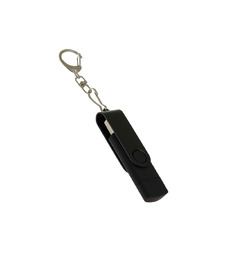USB-флешка на 64 Гб 2 в 1 поворотный механизм, c дополнительным разъемом Type-C с одноцветным металлическим клипом, черный с логотипом