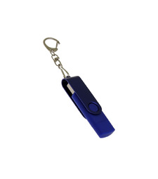 USB-флешка на 64 Гб 2 в 1 поворотный механизм, c дополнительным разъемом Type-C с одноцветным металлическим клипом, синий с логотипом