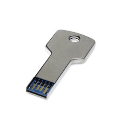 Флешка Ключ на 128 Гб, серебристый с логотипом