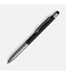 Ручка шариковая Digit Soft Touch со стилусом, черная с логотипом