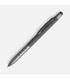 Ручка шариковая Digit Soft Touch со стилусом, серая с логотипом