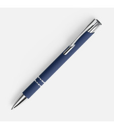 Ручка шариковая Keskus Soft Touch, темно-синяя с логотипом