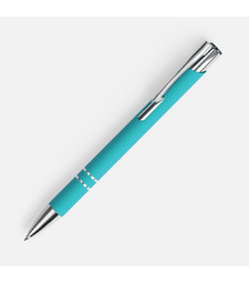 Ручка шариковая Keskus Soft Touch, бирюзовая с логотипом