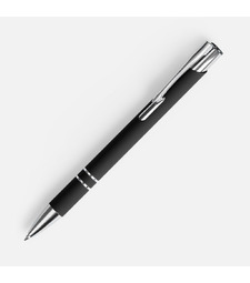 Ручка шариковая Keskus Soft Touch, черная с логотипом